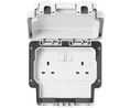 MK Electric White 2 Gang Plug Socket, 2 Poles, 13A, Type G - British, Outdoor Use
