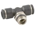 T-Fitting, G3/8", Male Thread, Ø12 mm, Push-In Connector, Ø12 mm, Push-In Connector, Brass, Pack of 10 pieces