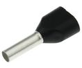 Schneider Electric, AZ5DE Insulated Crimp Bootlace Ferrule, 8mm Pin Length, 2.5mm Pin Diameter, 2 x 1.5mm² Wire Size, Black