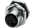 Circular Connector, M12, Socket, Straight, Poles - 4, Solder, Panel Mount