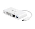 Docking Station, USB-C Plug, Bus-Powered, 60W, Ports Total 4