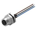 Circular Connector, M12, Socket, Straight, Poles - 5, Wire, Panel Mount