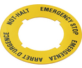 Adhesive Label with Legend 40mm Not-Halt / Emergency Stop / Arret D'Urgence / Emergenza Round Yellow RAFIX 22 FS