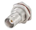 Panel-mount female receptacle BNC straight, BNC, Brass, Socket, Straight, 50Ohm, Crimp Terminal