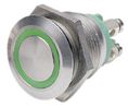 Pushbutton Switch, Vandal Proof Momentary Function Green 1NO IP66 Screw Terminal