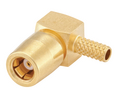 Cable socket SMB, angled, SMB, Brass, Socket, Right Angle, 50Ohm, Solder Terminal, Crimp Terminal