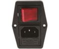 Connecteur IEC, Entrée, C14, 250V, 2 pôles - Illuminé, Noir / Rouge