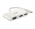 Multi-Port-Adapter, USB-C-Stecker - HDMI-Buchse / DisplayPort-Buchse / VGA-Buchse, Weiss