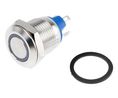 Illuminated Push Button Switch, Momentary, Panel Mount, 12mm Cutout, SPST, White LED, 12V ac/dc, IP65, IP67