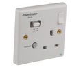 Powerbreaker PowerBreaker H 13A, BS Fixing, Passive, Single Gang RCD Socket, Polycarbonate, Surface Mount , Switched, Surface Mount 13A 230V
