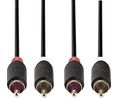 Audiokaapeli, Stereo, 2x RCA-urosliitin - 2x RCA-urosliitin, 2m