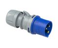 CEE-Stecker SHARK, Blau / Weiss, 3P, Kabelhalterung, 2.5mm², 16A, IP44, 230V