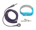 ESD Metal Wrist Strap with Clip and Cord, Black / Blue