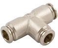 T-Fitting, Ø6 mm, Push-In Connector, Ø6 mm, Push-In Connector, Brass, 42mm, Pack of 10 pieces