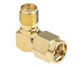 RF Adapter, Right Angled, Brass, 12.4GHz, SMA Plug - SMA Socket, 50Ohm