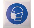Safety Label, Square, Blue on White, Polyvinyl Chloride (PVC), Mandatory Action, 1pcs