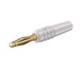 Banana Plug Insulated Unshrouded 2 mm Brass Gold 30VAC 60VDC 10A Soldering White Pack of 5 pieces