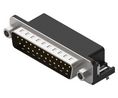 Connecteur D-Sub avec vis hexagonale, 10.3mm, coudé, Fiche mâle, DB-25, Broches circuit imprimé, Noir