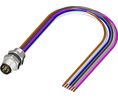 Straight Male 6 way M8 to Unterminated Sensor Actuator Cable, 500mm Ledare