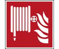 Segnaletica di sicurezza ISO - Lancia antincendio, Quadrata, Bianco su rosso, Poliestere, 1pz.