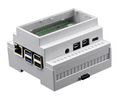 Raspberry Pi 4B-kabinett med DIN-skinne og klart lokk