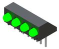 PCB LED, 3mm, 2mA, 1.9V, 4mcd, 565nm, Green