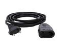 Extension Cable PVC Euro Type C (CEE 7/16) Plug - Euro Type C (CEE 7/16) Socket 4m Black