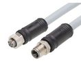 Cordset, Grey, Straight, 12A, 16AWG, 10m, M12 Socket - M12 Plug, Conductors - 5