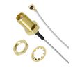 RF Cable Assembly, SMA Male Straight - MC Male Angled, 100mm, Grey