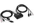 Cable KVM Switch, 3840 x 2160, DisplayPort Socket / 2x USB-A Socket / 2x 3.5 mm Stereo Socket - 2x DisplayPort Plug / 2x USB-A Plug / 4x 3.5 mm Stereo Plug
