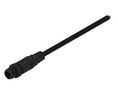 Cable Assembly, Polyamide 6.6, M12 Plug - Bare End, 4 Conductors, 2m, IP67, Straight, Black