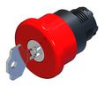 Turn Key to Release Emergency Stop Push Button, Panel Mount, 22.5mm Cutout, IP65