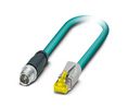 Cordset, M12 Plug - RJ45 Plug, 8 Conductors, 1m, IP67, Teal