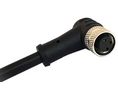 Cordset, M8 Socket - Bare End, 5 Conductors, 1m, IP67, Black