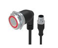 Belyst tryckknappsströmställare vinklad Bibehålls 1CO 35 V LED Röd Cirkel M12