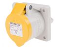 MENNEKES IP44 Yellow Panel Mount 3P Industrial Power Socket, Rated At 16A, 110 V