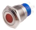 Illuminated Push Button Switch, Momentary, Panel Mount, 19.2mm Cutout, SPDT, Red LED, 250V ac, IP67