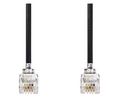 Telefonkabel, RJ10-Stecker - RJ10-Stecker, Spiralkabel, 5m, Schwarz