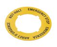 Klebeschild mit Beschriftung und 22,3 mm Innendurchmesser 60mm Emergency Stop Rund Gelb