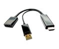 Videoadapter, HDMI-Stecker - DisplayPort-Buchse / USB-A-Stecker, 1980 x 1080, Schwarz