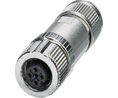 Circular Connector, M12, Socket, Straight, Poles - 5, Push-In, Cable Mount