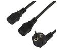 IEC-Gerätekabel DE/FR Typ F/E (CEE 7/7) Stecker - 2x IEC-320-C13 2m Schwarz