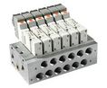 SMC SY3000 series 6 station One-Touch Fitting 6 mm Manifold for use with 5 Port Solenoid Valve