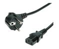 AC Power Cable, DE/FR Type F/E (CEE 7/7) Plug - IEC 60320 C13, 1m, Black