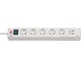Outlet Strip Bremounta 5x DE Type F (CEE 7/3) Socket / USB-A Socket - DE Type F (CEE 7/4) Plug White 3m