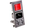 IEC Connector, Inlet, C14, 250V, 2 Pole - Illuminated
