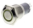 Illuminated Push Button Switch, Momentary, Panel Mount, 16mm Cutout, SPDT, Yellow LED, 250V ac, IP65, IP67