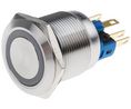 Illuminated Push Button Switch, Latching, Panel Mount, 22mm Cutout, SPDT, White LED, 250V ac, IP65, IP67