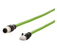 Cordset, M12 Plug - RJ45 Plug, 4 Conductors, 2m, IP65 / IP67 / IP68, Green