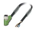 Right Angle Female 3 way M8 to Unterminated Sensor Actuator Cable, 10m